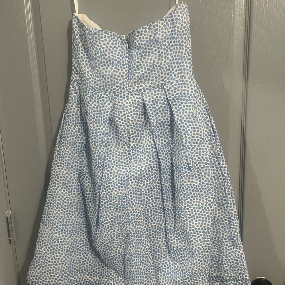 J. Crew Blue and White Pleated Sundress 100% coton - Picture 2 of 5